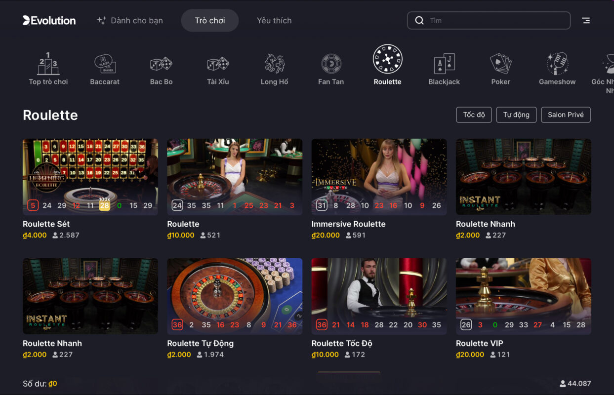 Nhiều thể loại Roulette khác nhau